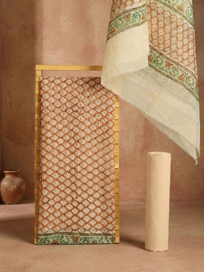 Indiehaat | Pure Kota Doria Blockprint Suit Brown