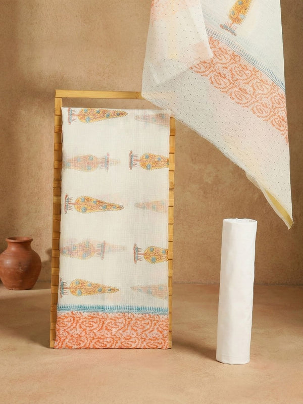 Indiehaat | Pure Kota Doria Blockprint Suit White