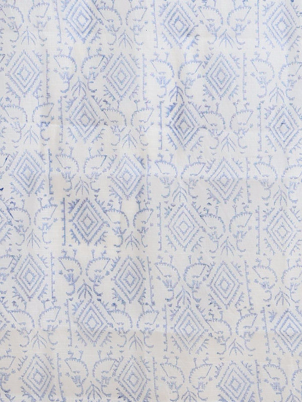 Indiehaat | Pure Kota Doria Blockprint Suit Blue