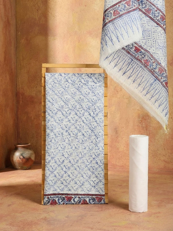 Indiehaat | Pure Kota Doria Blockprint Suit Blue