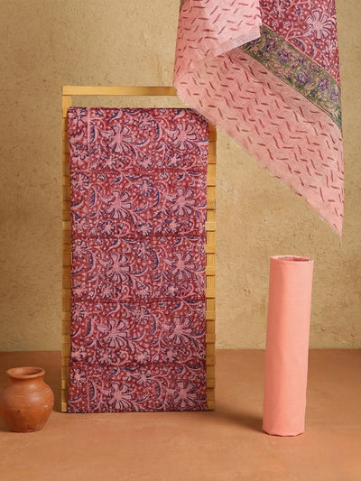 Indiehaat | Pure Kota Doria Blockprint Suit Purple