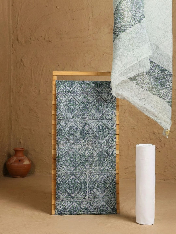 Indiehaat | Pure Kota Doria Blockprint Suit White