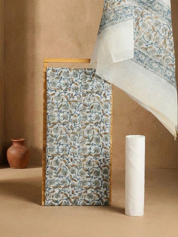 Indiehaat | Pure Kota Doria Blockprint Suit White