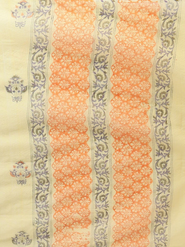 Indiehaat | Pure Kota Doria Blockprint Suit Orange