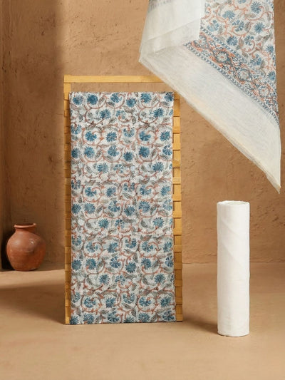 Indiehaat | Pure Kota Doria Blockprint Suit Blue