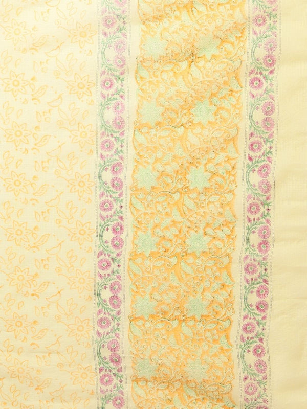 Indiehaat | Pure Kota Doria Blockprint Suit Yellow