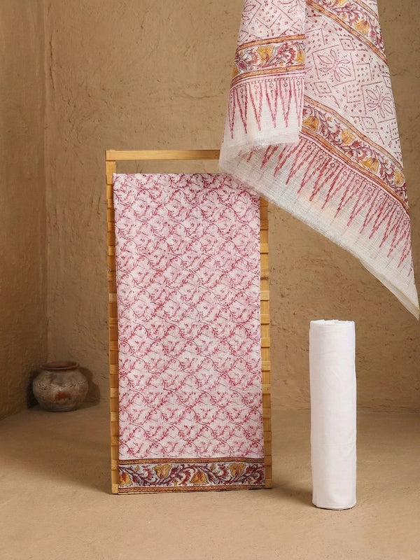 Indiehaat | Pure Kota Doria Blockprint Suit Pink