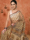 Indiehaat | Kota Doria Hand Block Print Multicolor Saree