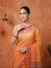 Indiehaat | Kota Doria Hand Block Print Multicolor Saree