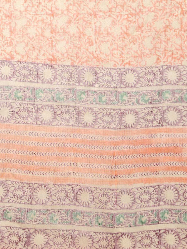 Indiehaat | Kota Doria Hand Block Print Multicolor Saree