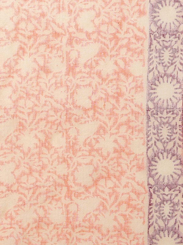 Indiehaat | Kota Doria Hand Block Print Multicolor Saree