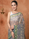 Indiehaat | Kota Doria Hand Block Print Multicolor Saree