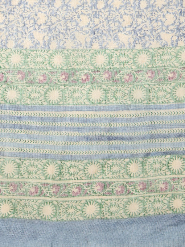 Indiehaat | Kota Doria Hand Block Print Multicolor Saree