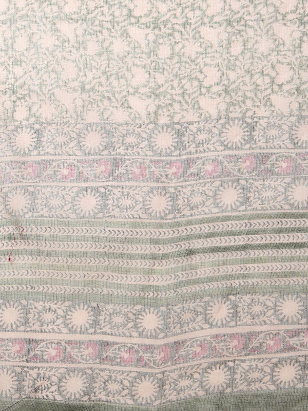 Indiehaat | Kota Doria Hand Block Print Multicolor Saree