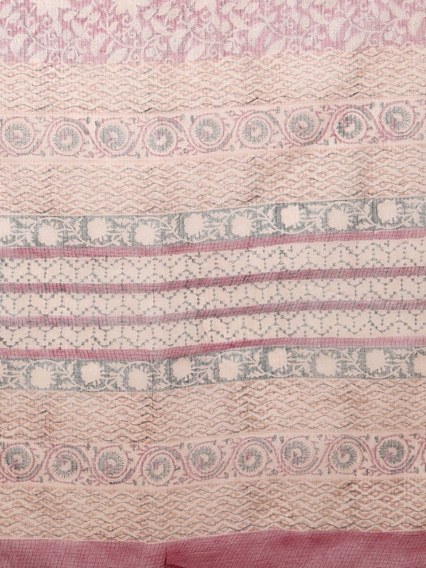 Indiehaat | Kota Doria Hand Block Print Multicolor Saree