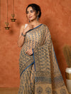 Indiehaat | Kota Doria Hand Block Print Multicolor Saree