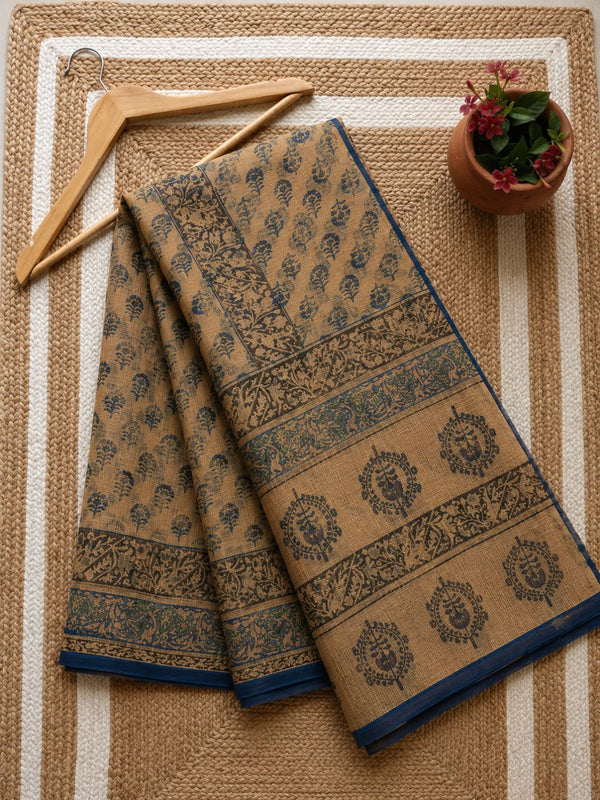 Indiehaat | Kota Doria Hand Block Print Multicolor Saree