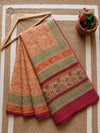 Indiehaat | Kota Doria Hand Block Print Multicolor Saree