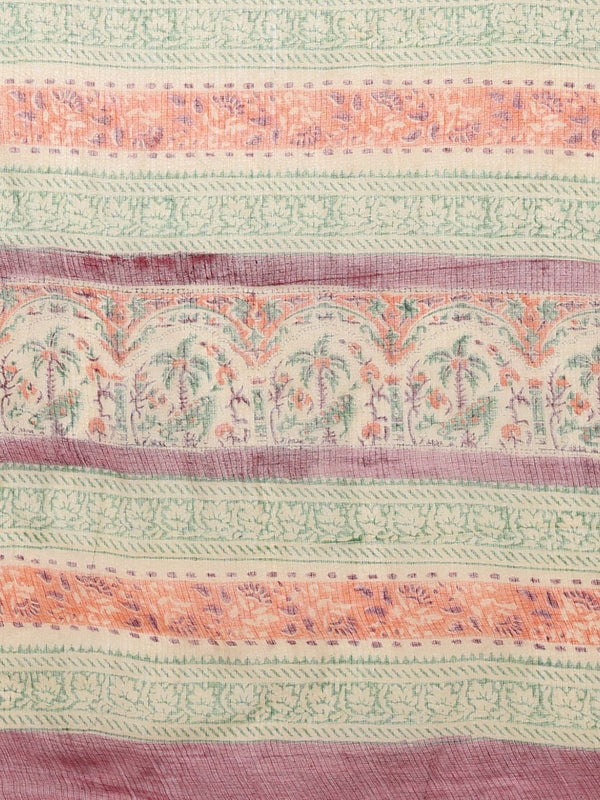 Indiehaat | Kota Doria Hand Block Print Multicolor Saree