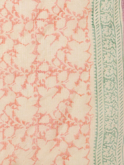 Indiehaat | Kota Doria Hand Block Print Multicolor Saree