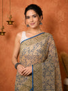 Indiehaat | Kota Doria Hand Block Print Multicolor Saree