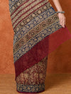 Indiehaat | Kota Doria Hand Block Print Multicolor Saree