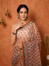 Indiehaat | Kota Doria Hand Block Print Multicolor Saree