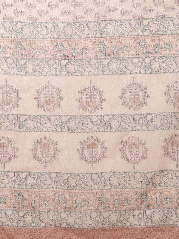 Indiehaat | Kota Doria Hand Block Print Multicolor Saree
