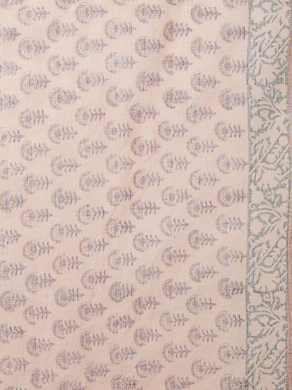 Indiehaat | Kota Doria Hand Block Print Multicolor Saree