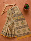 Indiehaat | Kota Doria Hand Block Print Multicolor Saree