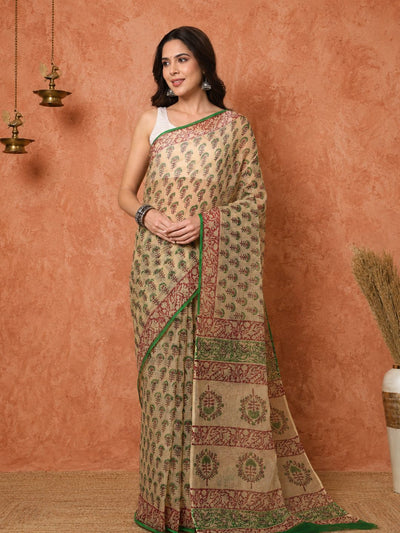 Rangmaati Kota Doria Hand Block Print Nostalgic Saree