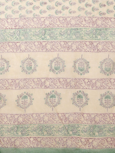 Indiehaat | Kota Doria Hand Block Print Multicolor Saree