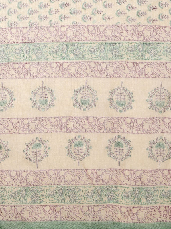 Indiehaat | Kota Doria Hand Block Print Multicolor Saree