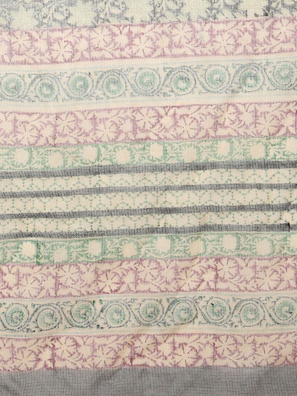 Indiehaat | Kota Doria Hand Block Print Multicolor Saree