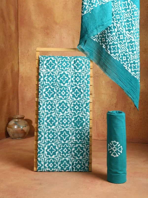 Indiehaat | Pure Mul Cotton Hand Wax Batik Suit Blue