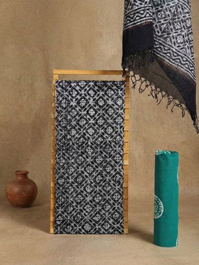 Indiehaat | Kota Doria Hand Wax Batik Suit Black
