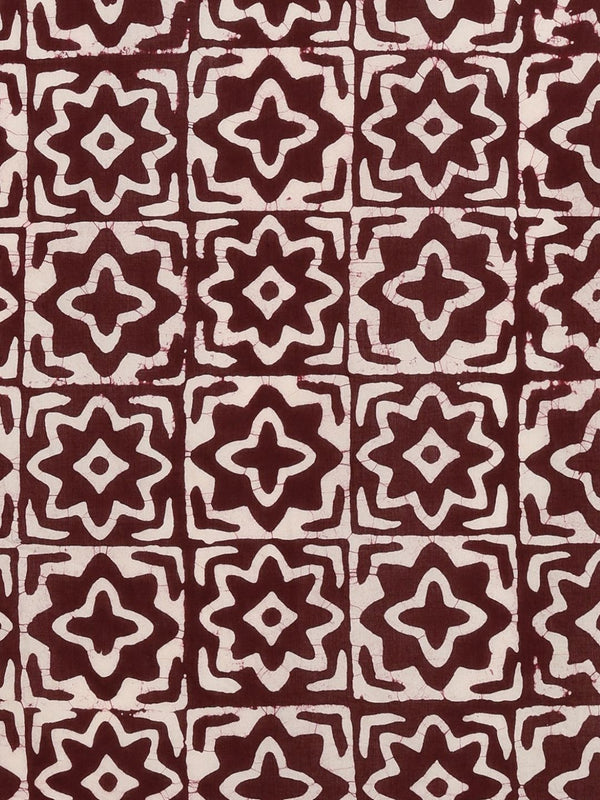 Indiehaat | Pure Mul Cotton Hand Wax Batik Suit Brown