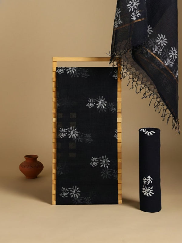 Indiehaat | Kota Doria Hand Wax Batik Suit Black