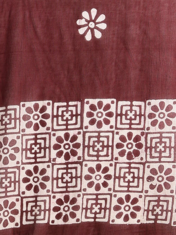Indiehaat | Pure Mul Cotton Hand Wax Batik Suit Brown