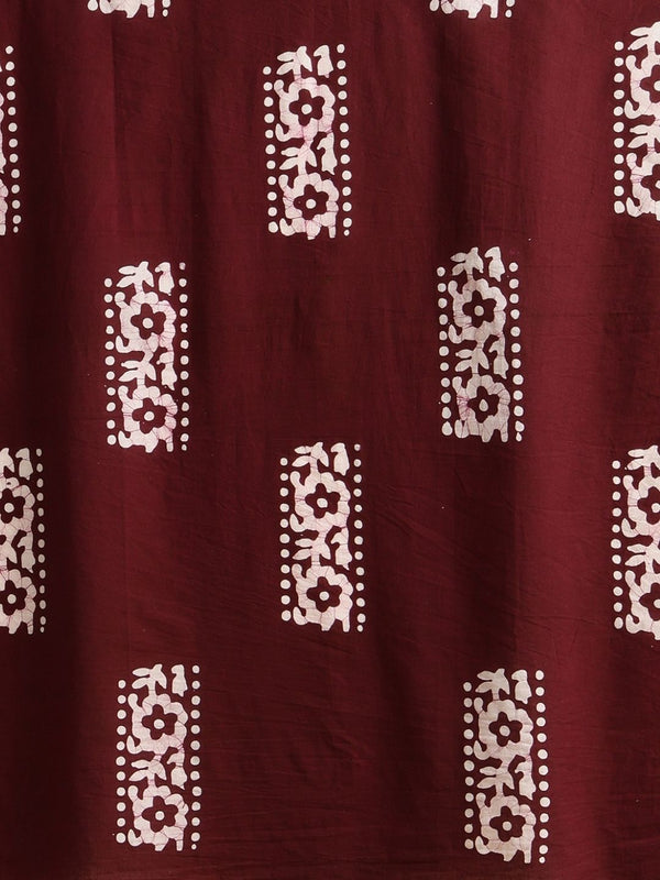 Indiehaat | Kota Doria Hand Wax Batik Suit Red