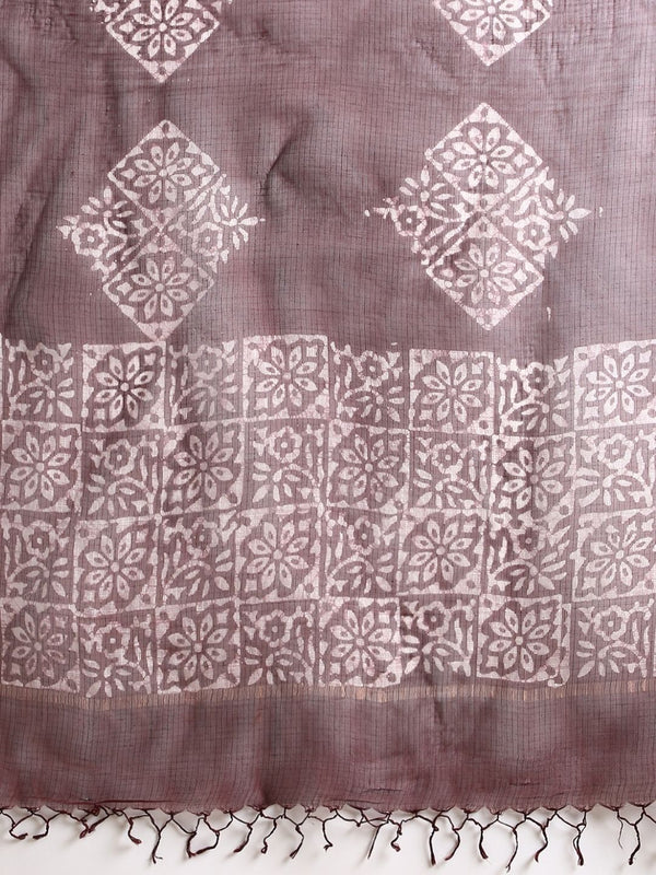 Indiehaat | Kota Doria Hand Wax Batik Suit Brown