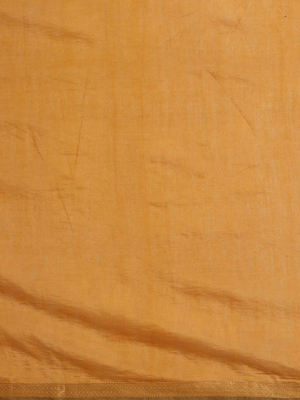 Indiehaat | Kota Silk Ghicha Stripe Embroidery Saree Yellow