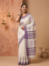 Indiehaat | Kora Silk Handloom Embroidered Saree White