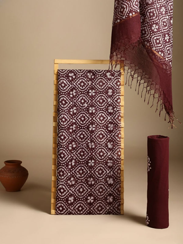 Indiehaat | Kota Doria Hand Wax Batik Suit Brown