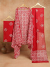 Indiehaat | Pure Mul Cotton Hand Wax Batik Suit Red