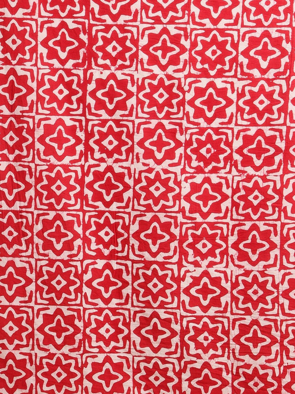 Indiehaat | Pure Mul Cotton Hand Wax Batik Suit Red