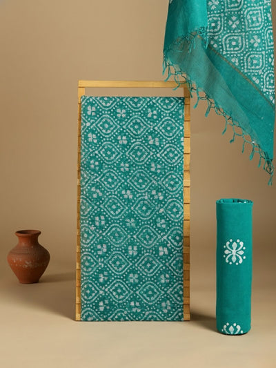 Indiehaat | Kota Doria Hand Wax Batik Suit Green
