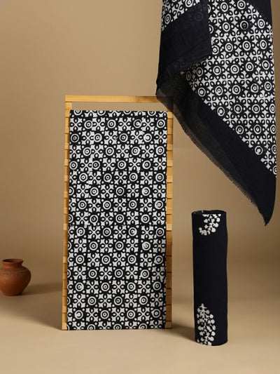 Indiehaat | Pure Mul Cotton Hand Wax Batik Suit Blue