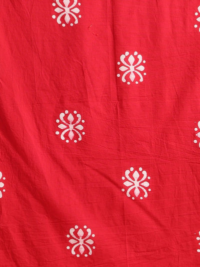 Indiehaat | Kota Doria Hand Wax Batik Suit Red