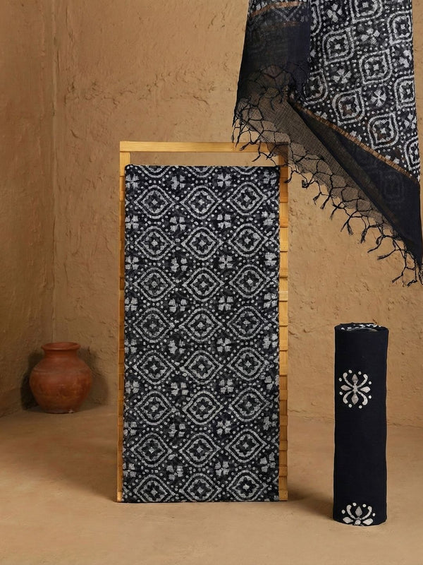 Indiehaat | Kota Doria Hand Wax Batik Suit Black